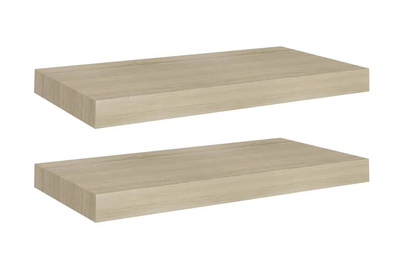 Flytende vegghyller 2 stk eik 50x23x3,8 cm MDF - Oppbevaring - Hylle - Vegghylle