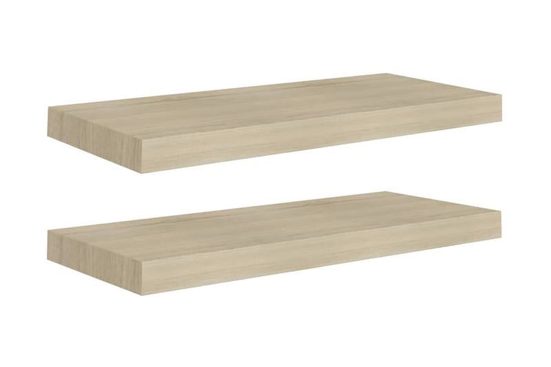 Flytende vegghyller 2 stk eik 60x23,5x3,8 cm MDF - Oppbevaring - Hylle - Vegghylle