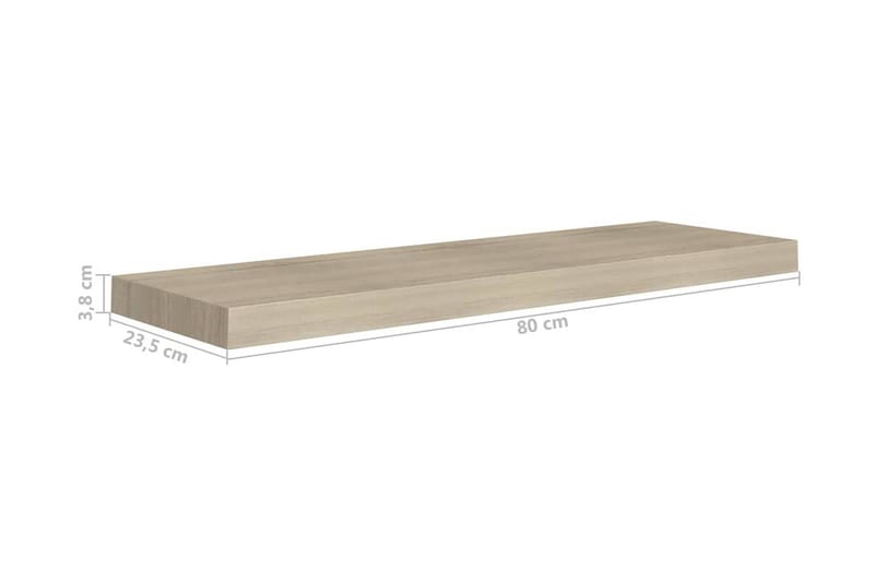 Flytende vegghyller 2 stk eik 80x23,5x3,8 cm MDF - Oppbevaring - Hylle - Vegghylle