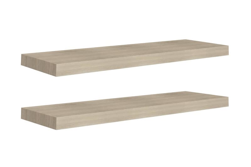 Flytende vegghyller 2 stk eik 80x23,5x3,8 cm MDF - Oppbevaring - Hylle - Vegghylle