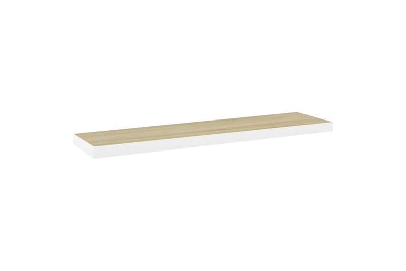 Flytende vegghyller 2 stk eik og hvit 100x23,5x3,8 cm MDF - Hvit - Oppbevaring - Hylle - Vegghylle