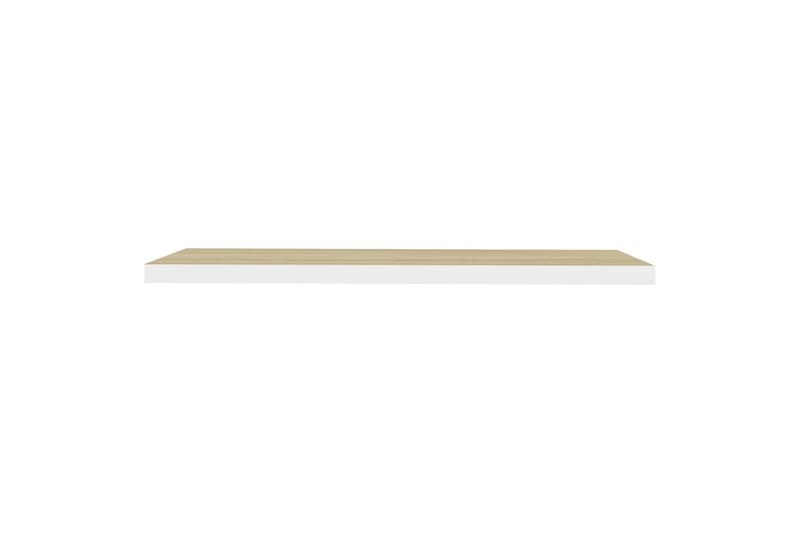 Flytende vegghyller 2 stk eik og hvit 100x23,5x3,8 cm MDF - Hvit - Oppbevaring - Hylle - Vegghylle