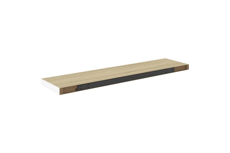 Flytende vegghyller 2 stk eik og hvit 100x23,5x3,8 cm MDF - Hvit - Oppbevaring - Hylle - Vegghylle