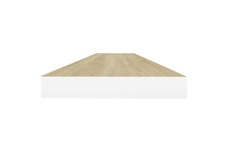 Flytende vegghyller 2 stk eik og hvit 100x23,5x3,8 cm MDF - Hvit - Oppbevaring - Hylle - Vegghylle