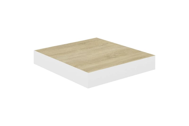 Flytende vegghyller 2 stk eik og hvit 23x23,5x3,8 cm MDF - Hvit - Oppbevaring - Hylle - Vegghylle