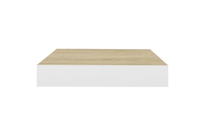 Flytende vegghyller 2 stk eik og hvit 23x23,5x3,8 cm MDF - Hvit - Oppbevaring - Hylle - Vegghylle