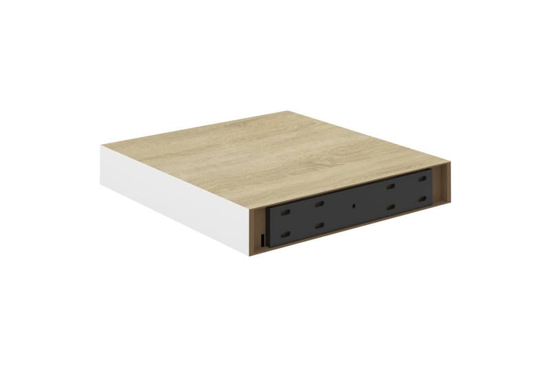 Flytende vegghyller 2 stk eik og hvit 23x23,5x3,8 cm MDF - Hvit - Oppbevaring - Hylle - Vegghylle