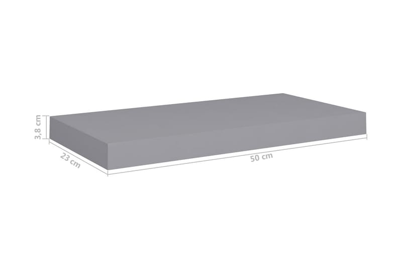 Flytende vegghyller 2 stk grå 50x23x3,8 cm MDF - Oppbevaring - Hylle - Vegghylle