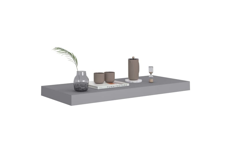 Flytende vegghyller 2 stk grå 60x23,5x3,8 cm MDF - Oppbevaring - Hylle - Vegghylle