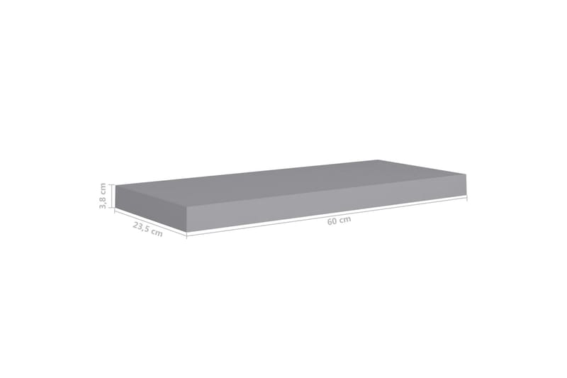 Flytende vegghyller 2 stk grå 60x23,5x3,8 cm MDF - Oppbevaring - Hylle - Vegghylle