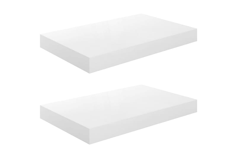 Flytende vegghyller 2 stk høyglans hvit 40x23x3,8 cm MDF - Oppbevaring - Hylle - Vegghylle