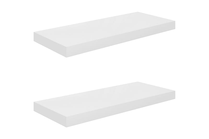 Flytende vegghyller 2 stk høyglans hvit 60x23,5x3,8 cm MDF - Oppbevaring - Hylle - Vegghylle