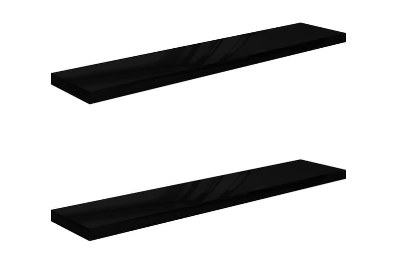 Flytende vegghyller 2 stk høyglans svart 120x23,5x3,8 cm MDF - Oppbevaring - Hylle - Vegghylle