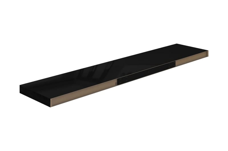 Flytende vegghyller 2 stk høyglans svart 120x23,5x3,8 cm MDF - Oppbevaring - Hylle - Vegghylle