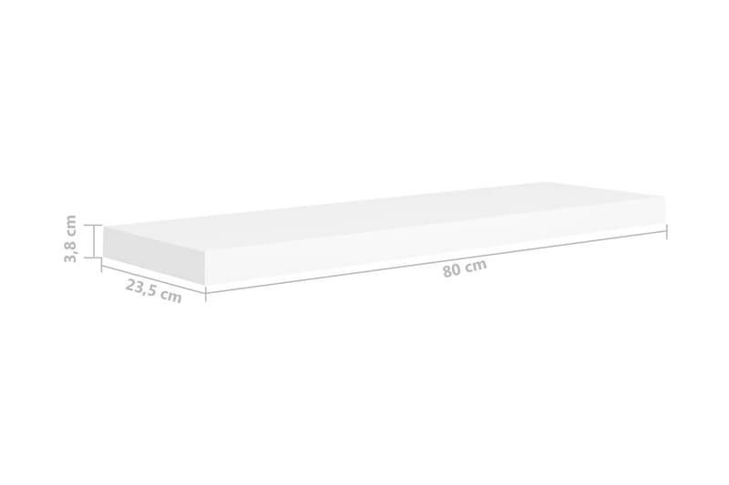 Flytende vegghyller 2 stk hvit 80x23,5x3,8 cm MDF - Oppbevaring - Hylle - Vegghylle