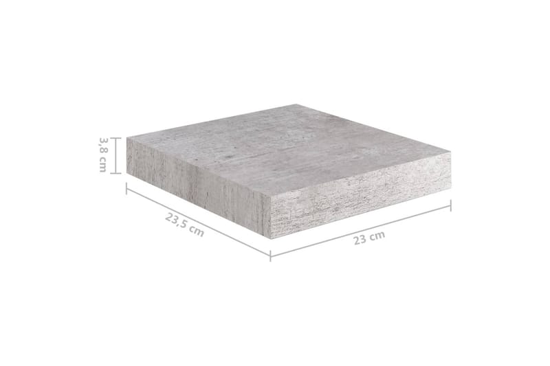 Flytende vegghyller 4 stk betonggrå 23x23,5x3,8 cm MDF - Grå - Oppbevaring - Hylle - Vegghylle