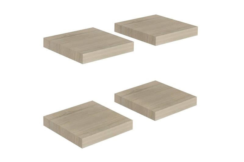 Flytende vegghyller 4 stk eik 23x23,5x3,8 cm MDF - Oppbevaring - Hylle - Vegghylle