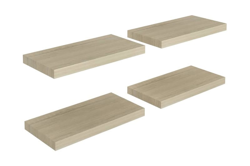 Flytende vegghyller 4 stk eik 50x23x3,8 cm MDF - Oppbevaring - Hylle - Vegghylle