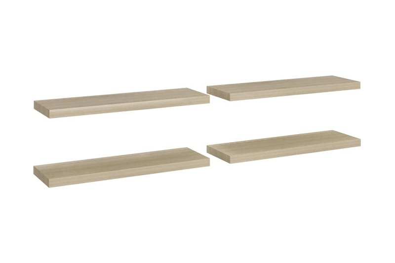 Flytende vegghyller 4 stk eik 80x23,5x3,8 cm MDF - Oppbevaring - Hylle - Vegghylle