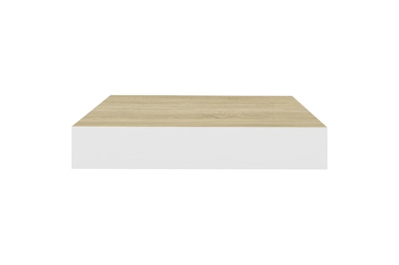 Flytende vegghyller 4 stk eik og hvit 23x23,5x3,8 cm MDF - Hvit - Oppbevaring - Hylle - Vegghylle