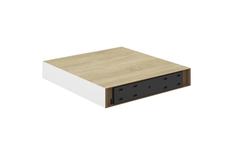 Flytende vegghyller 4 stk eik og hvit 23x23,5x3,8 cm MDF - Hvit - Oppbevaring - Hylle - Vegghylle