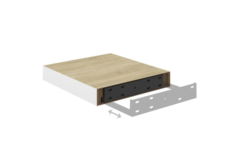 Flytende vegghyller 4 stk eik og hvit 23x23,5x3,8 cm MDF - Hvit - Oppbevaring - Hylle - Vegghylle