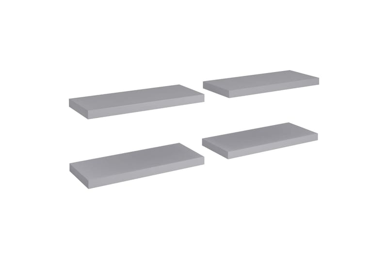 Flytende vegghyller 4 stk grå 60x23,5x3,8 cm MDF - Oppbevaring - Hylle - Vegghylle