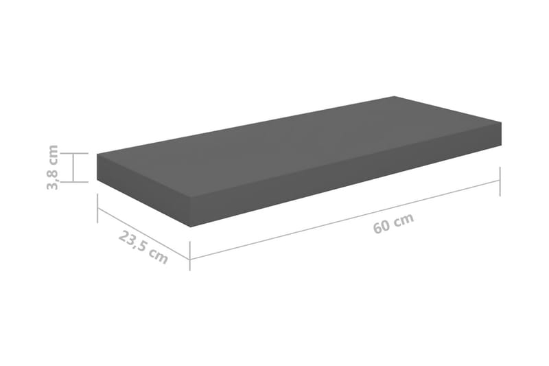 Flytende vegghyller 4 stk høyglans grå 60x23,5x3,8 cm MDF - Oppbevaring - Hylle - Vegghylle