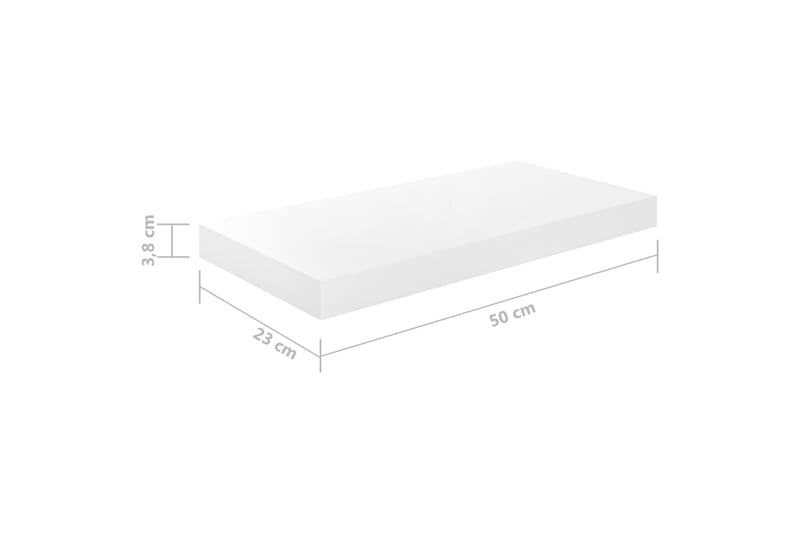 Flytende vegghyller 4 stk høyglans hvit 50x23x3,8 cm MDF - Oppbevaring - Hylle - Vegghylle