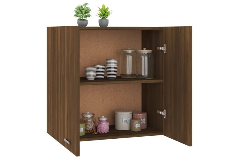 Hengende skap brun eik 60x31x60 cm konstruert tre - Brun - Oppbevaring - Hylle - Vegghylle