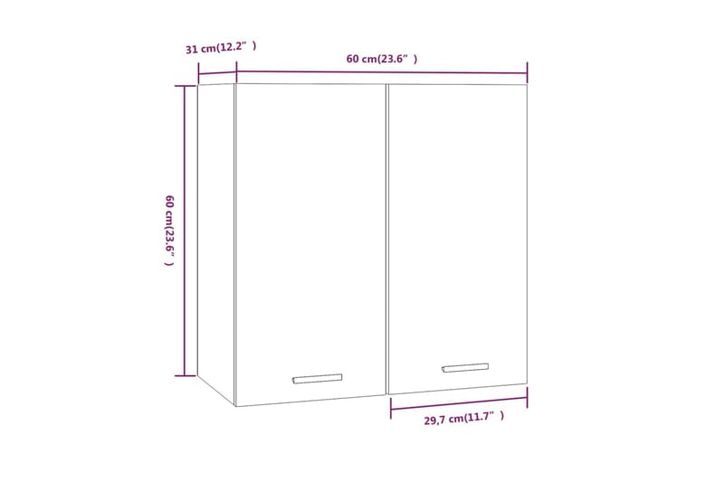 Hengende skap brun eik 60x31x60 cm konstruert tre - Brun - Oppbevaring - Hylle - Vegghylle