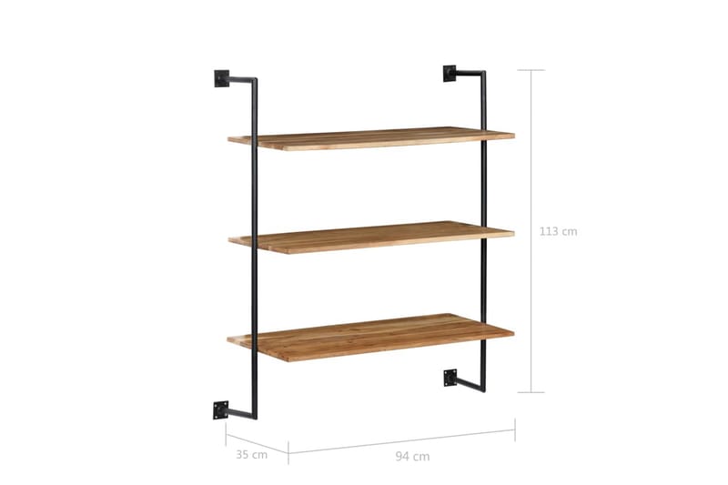 Vegghylle 94x35x113 cm heltre akasie - Brun - Oppbevaring - Hylle - Vegghylle