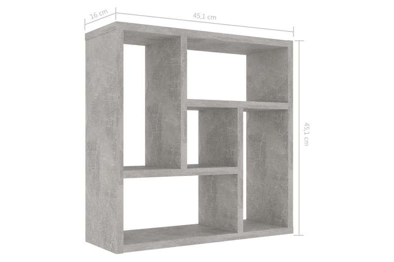 Vegghylle betonggrå 45,1x16x45,1 cm sponplate - Oppbevaring - Hylle - Vegghylle