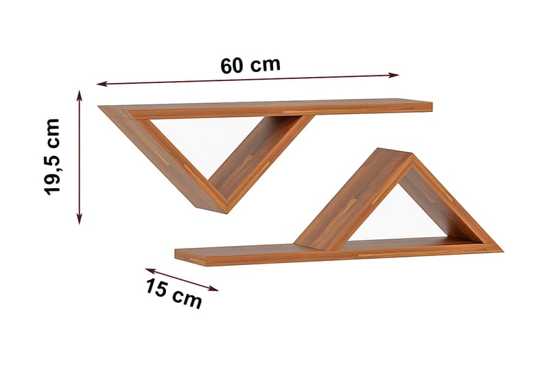 Vegghylle Dzyda 60x15 cm - Mørkebrun - Oppbevaring - Hylle - Vegghylle