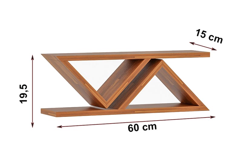 Vegghylle Dzyda 60x15 cm - Mørkebrun - Oppbevaring - Hylle - Vegghylle