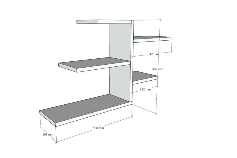 Vegghylle Gamina 82x20 cm 5 Hyller - Hvit - Oppbevaring - Hylle - Vegghylle