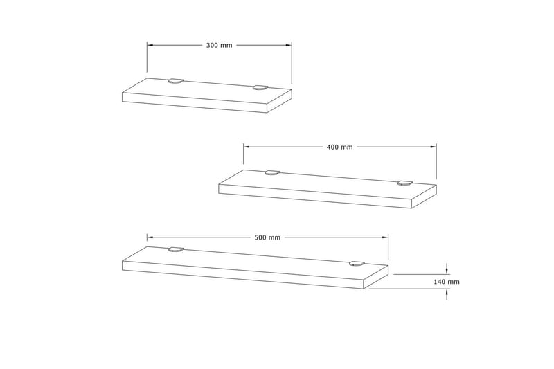 Vegghylle Jakor 2x30 cm 3-pk - Antrasitt - Oppbevaring - Hylle - Vegghylle