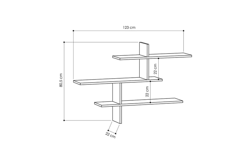 Vegghylle Lumsden 123 cm - Antrasitt - Oppbevaring - Hylle - Vegghylle