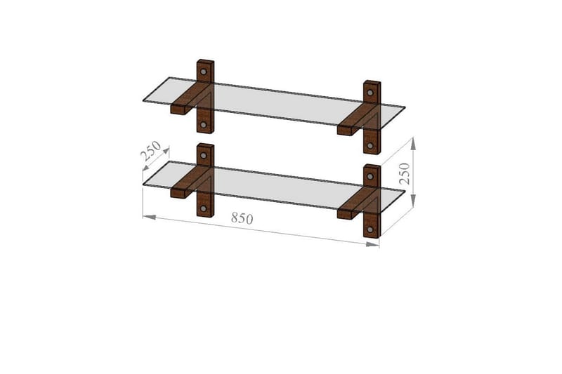 Vegghylle Montagne 85 cm - Valnöt - Oppbevaring - Hylle - Vegghylle