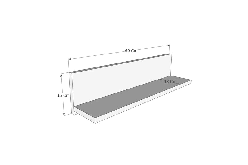 Vegghylle Munni 60 cm - Hvit - Oppbevaring - Hylle - Vegghylle