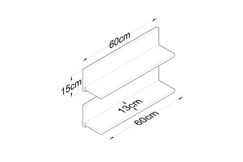 Vegghylle Ramulu 60 cm - Valnøtt/Hvit - Oppbevaring - Hylle - Vegghylle