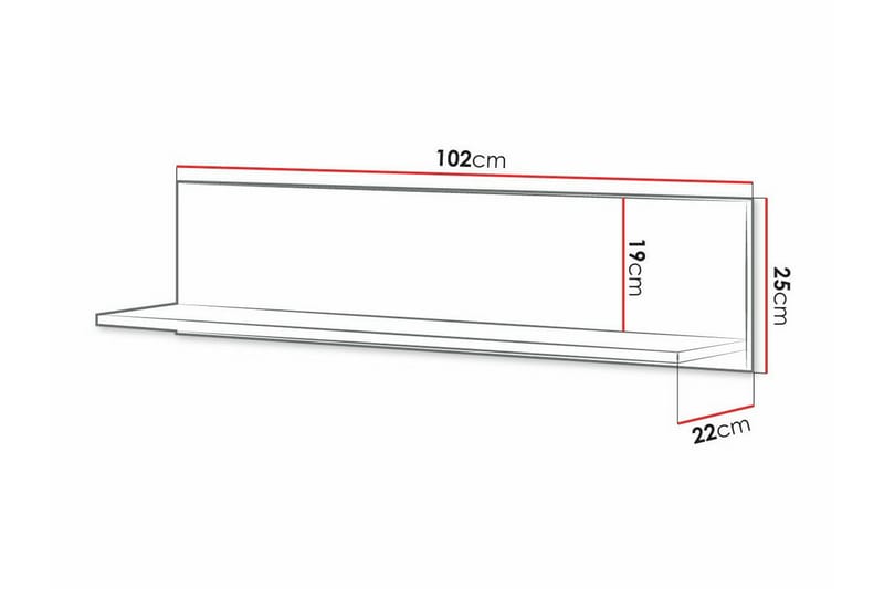 Vegghylle Rathmore 102x22 cm - Hvid - Oppbevaring - Hylle - Vegghylle