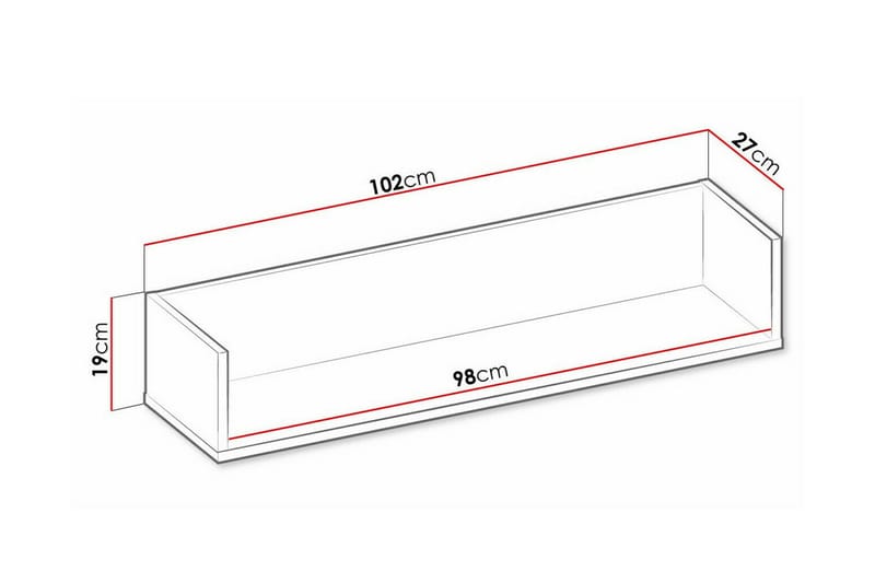 Vegghylle Rathmore 102x27 cm - Mørkegrå - Oppbevaring - Hylle - Vegghylle