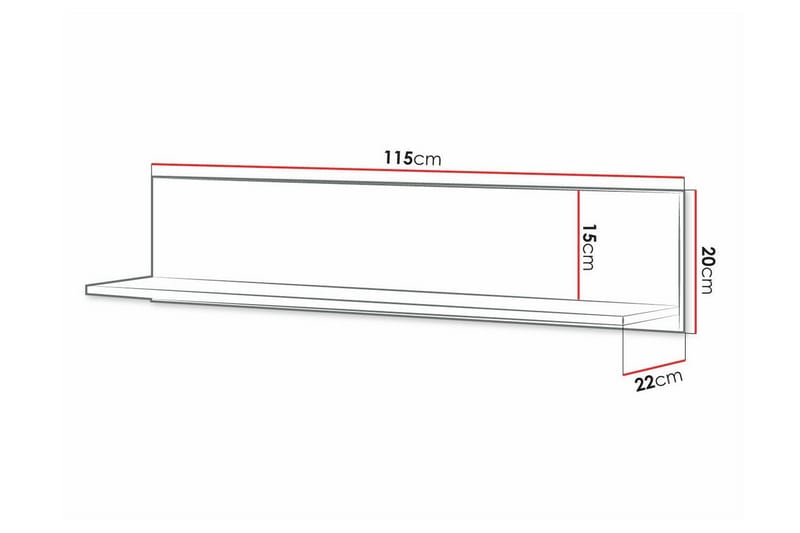 Vegghylle Rathmore 115x22 cm - Svart - Oppbevaring - Hylle - Vegghylle