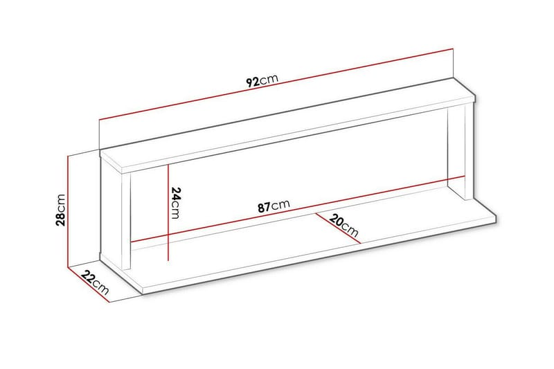 Vegghylle Rathmore 92x22 cm - Svart - Oppbevaring - Hylle - Vegghylle