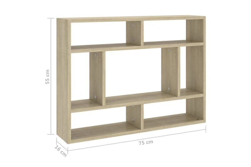 Vegghylle sonoma eik 75x16x55 cm sponplate - Brun - Oppbevaring - Hylle - Vegghylle