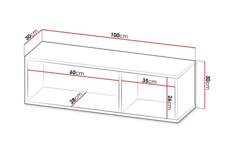 Vegghylle Staffin 100x30 cm - Hvid - Oppbevaring - Hylle - Vegghylle