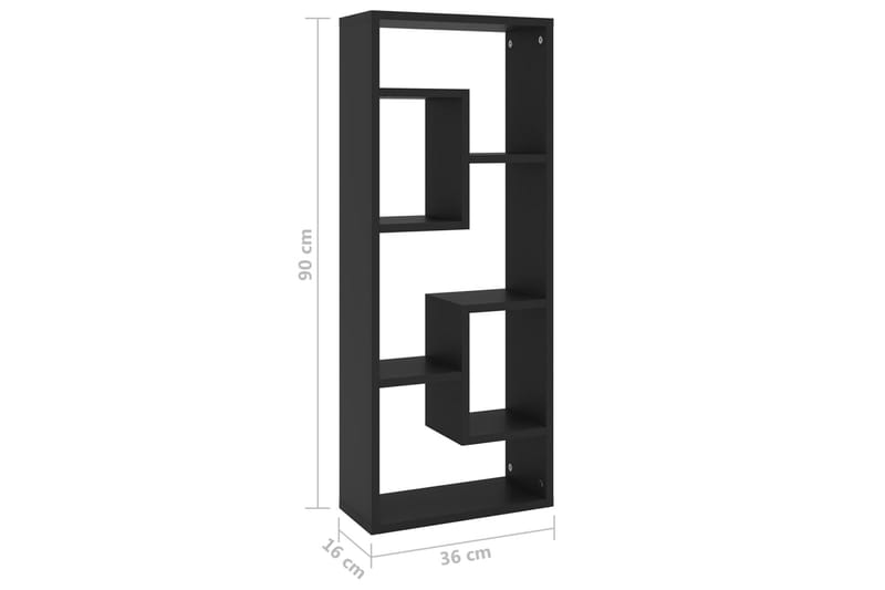 Vegghylle svart 36x16x90 cm sponplate - Svart - Oppbevaring - Hylle - Vegghylle