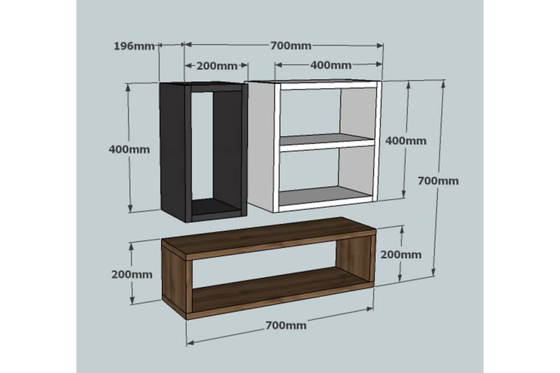 Vegghylle Urgby 70x20 cm - Hvit - Oppbevaring - Hylle - Vegghylle