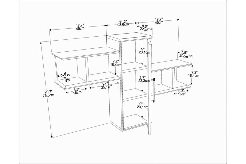 Vegghylle Violaceae 118,6x51,8 cm - Brun - Oppbevaring - Hylle - Vegghylle